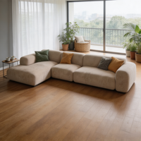 Ensemble de canapé modulaire en forme de L avec chaise longue, rembourrage en tissu et éponge, table basse en pierre - Meubles de salon modernes