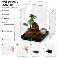 Terrarium en acrylique transparent pour reptiles, cage d'élevage ventilée pour lézards, geckos, araignées et serpents