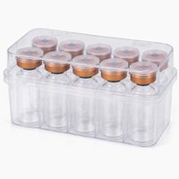 Boîte de rangement pour flacons en plastique stériles à 3 compartiments de 3 ml, boîte pour flacons de peptides, emballage transparent pour flacons lyophilisés en verre