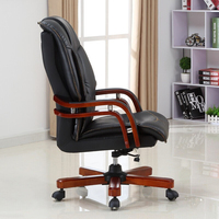 Chaise de bureau de direction de luxe en bois massif à dossier haut, pivotante en cuir, ergonomique