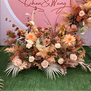 Centro de Mesa Floral para Boda, Hecho a Mano, con Rosas de Café, para Decoración de Pasillos y Escenarios, Totalmente Equipado - Product Image 2