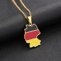 2025 Großhandel Custom Logo Metall Edelstahl Deutschland Landkarte Flagge Halskette