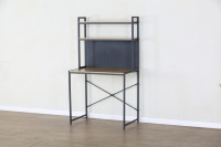 Bureau d'ordinateur avec huche et panneau perforé, table d'écriture de rangement DIY avec étagères à 2 niveaux, table d'étude industrielle avec cadre en X