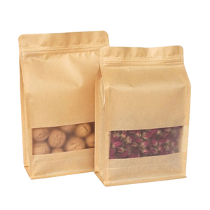 Emballage de bonbons <span class=keywords><strong>mini</strong></span> stratifié eco doypack fenêtre carré de qualité à fond plat <span class=keywords><strong>sac</strong></span> en papier <span class=keywords><strong>kraft</strong></span> brun - Product Image 5