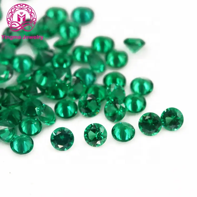 고품질 라운드 브릴리언트 컷 느슨한 녹색 다이아몬드 1mm 12mm 에메랄드 그린 나노 보석