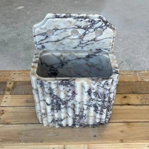 Hotel kamar mandi kustom Calacatta Viola marmer wastafel pabrik mewah dibuat dudukan dinding <span class=keywords><strong>Vanity</strong></span> - Product Image 5