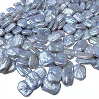 Perles de culture d'eau douce naturelles, irrégulières, blanches, fortes et lumineuses, de 14-15 mm, en forme de bouton, carrées, baroques, pour DIY