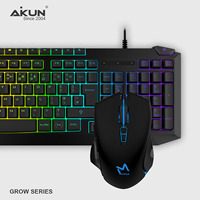 Clavier de jeu filaire Aikun GX3368ML7 Grow Gaming avec structure de touches en caoutchouc, rétroéclairage RGB, égaliseur musical, souris de jeu 3600 dpi