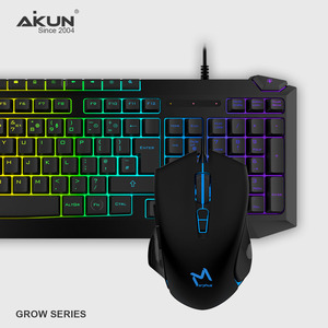 Combo de Teclado y Ratón para Juegos Aikun GX3368ML7, Cableado, con Cúpula de Goma, Retroiluminación RGB, Ecualizador de Música, Ratón para Juegos de 3600dpi - Product Image 1