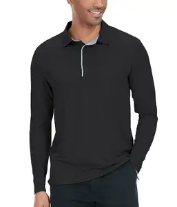 Мужские футболки-поло с длинным рукавом, быстросохнущие беговые топы, футболки для гольфа, дышащие Рабочие Рубашки с 3 путами
