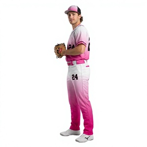 Conjunto de Camiseta de Béisbol para Hombre, Manga Corta, Degradado Blanco y Rosa, Número 24, para Adultos - Product Image 6