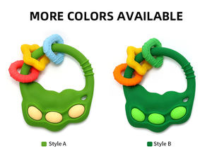 <span class=keywords><strong>Anneau</strong></span> de <span class=keywords><strong>dentition</strong></span> sensoriel à mâcher en silicone de qualité alimentaire pour bébés de 0 à 24 mois, jouet de style dessin animé - Product Image 4