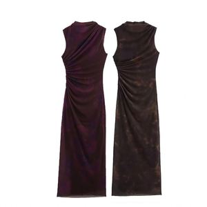 Vestido Midi de Verano para Mujer, Diseño Vintage, Textura Sedosa, Sin Mangas - Product Image 1