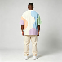 T-shirt Homme Color Block Imprimé Géométrique Abstrait Personnalisable avec Logo de Marque – Vente en Gros, Échantillon Direct Usine, Coton, Manches Courtes