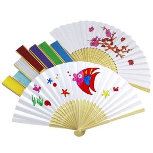 Éventails pliants en bambou pastel écologiques, décoratifs et peints, pour l'été, les fêtes de plage, les mariages et les danses - Product Image 2