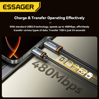 Kabel Data ESSAGER ES-X67 2 in 1 100W USB Type C ke USB Type C IP
