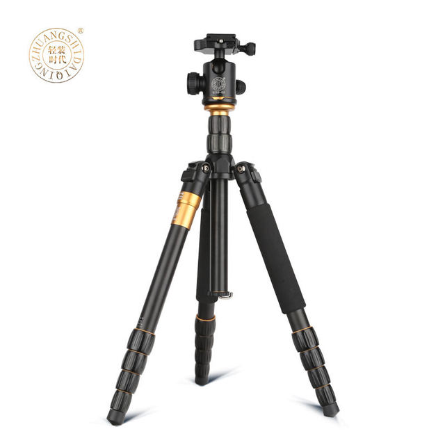 QZSD-Q666 Aluminum Professional Video Tripod 2 in 1 Tripod With Fluid Head Portable and Tekescope Camera Monopod Stand Tripod