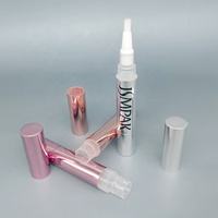 Vente en gros d'étiquettes argentées roses 2 ml 4 ml en aluminium vides, flacons à visser pour la croissance des ongles, emballage pour huile à cuticules, stylo avec pinceau