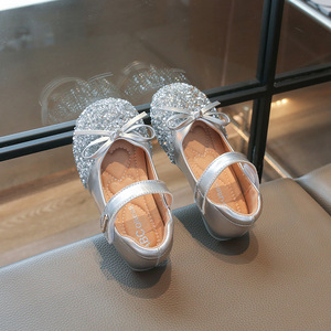 <span class=keywords><strong>Scarpe</strong></span> da Ballo per Bambine Stile Principessa Anna con Strass Luccicanti e Motivo Floreale, Suola Morbida, Chiusura in Velcro - Product Image 4