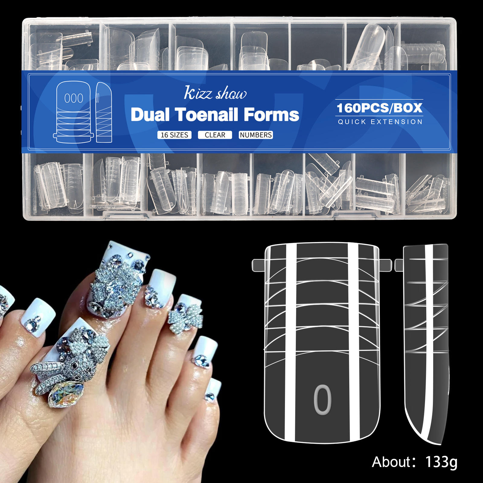 160pcs crystal foot nail