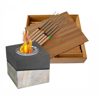 Kit en bambou portable avec 6 outils de foyer poignée de boîte personnalisée pour une utilisation en extérieur feu de camp boîte de transport de torréfaction personnalisée