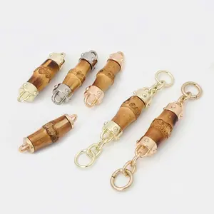 Nolvo World 3 styles 8cm bamboo fringed charm hanger chain connector for bags purse tag hanger pendant connector