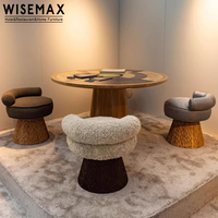 WISEMAX FURNITURE Meubles design, fauteuil en bois avec accoudoirs, tissu bouclé, fauteuil d'appoint, tabouret de coiffeuse, chaise de salle à manger