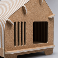 Casa para Gatos de Corcho sin Herramientas, con Techo Inclinado y Parte Superior Corrugada Gris Claro, Casa para Gatos de Ensamblaje Rápido sin Clavos, 430 x 410 x 390 mm