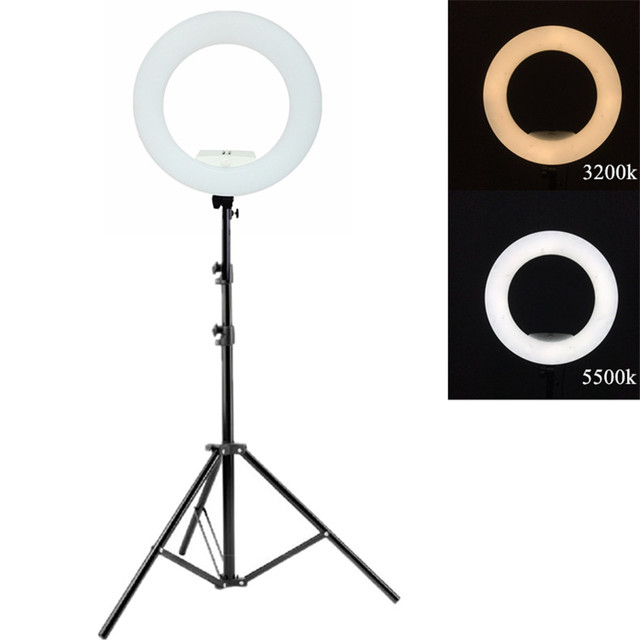 18inch FS-480II Photo Studio Video Ring Light 3200K-5600K Bi-color Studio Ring Light Lamp for Salon Makeup