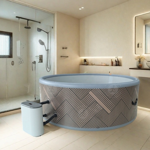 Durable 4-Person Adult SPA Inflatable Hot Tub Whirlpool Function with Air Jet Massage for Home Hotel Round Shape