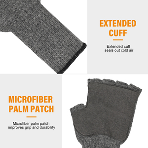 Gants en tricot de laine mélangée de calibre <span class=keywords><strong>7</strong></span> sans doigts avec logo personnalisé et <span class=keywords><strong>taille</strong></span> de la paume en microfibre de l'usine - Product Image 4