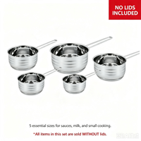 Ensemble de casseroles en acier inoxydable de style américain, écologique, 5 pièces, avec poignées en fil d'acier, compatible lave-vaisselle et induction