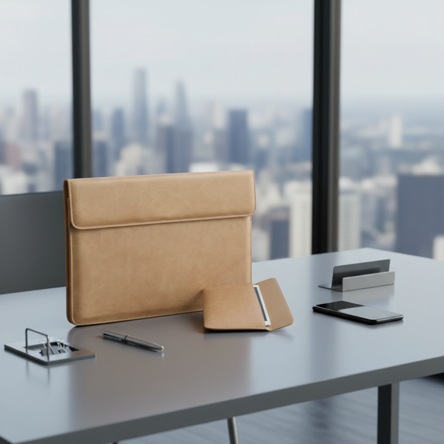 Popular Design Top Grain Leather Flip Opening Smart Tablet Cover Durable Premium Lining Shockproof Natural Laptop Case