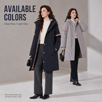Doudoune mi-longue à capuche pour femme en duvet de canard blanc 90 %, coupe décontractée, manteau d'hiver décontracté pour commandes OEM en gros
