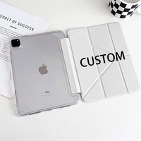 Étui pour tablette pliable en Y personnalisé, porte-crayons, dos transparent antichoc, support multi-angles, impression DIY promotionnelle