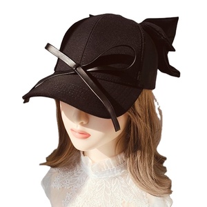 Ultima moda aggiornata femminile donna cappellino da Baseball nero cappello da golf da papà cappello da camionista con fiocco di raso - Product Image 1