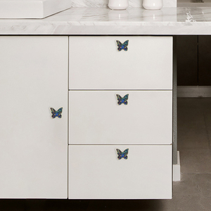Poignée de meuble Qiansi HK0518 en alliage de zinc, bouton papillon, coquille blanche, pour armoire de cuisine, commode, poignée de porte moderne - Product Image 6