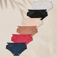 Celana Dalam Wanita Berenda Grosir, Kain Elastis Berwarna Solid, Celana Dalam Katun Seksi yang Bernapas