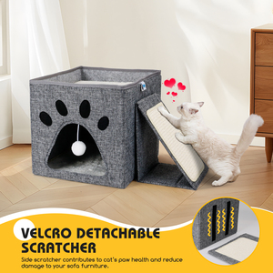 Nobleza 2 strati pieghevole Cave gatto multifunzionale Indoor Cat House con tiragraffi Premium alberi per gatti e graffi - Product Image 3