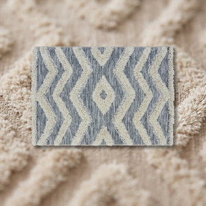 Tapis géométrique tufté rectangulaire moderne en laine et polyester, antidérapant avec envers en caoutchouc, idéal pour la salle de bain - Product Image 3