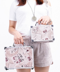 미용 미용 문신 및 네일 아트 도구 아티스트를위한 화장품 가방 및 케이스 로고를위한 2PCS 전문 메이크업 케이스 알루미늄 - Product Image 4