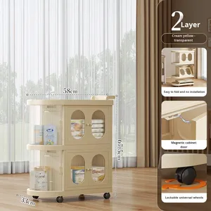 Living Room Bedroom Baby Cabinet Plastic Wardrobe Kitchen Folding Cabinet <strong>Storage</strong> with Wheels With High Quality Custom - Product Image 6