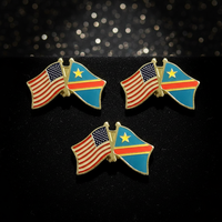 GREPAS GIFTS Épinglette de revers 28 mm avec drapeaux croisés des États-Unis et du Congo, République démocratique du Congo