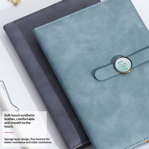 Ensemble de carnets personnalisés en cuir PU souple à couverture rigide, format A5, reliure cousue, 100 feuilles, haute qualité, pour bureau et école - Product Image 2