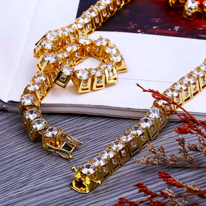 Hiphop or échelle Trapèze diamant cz chaîne de tennis pour hommes collier - Product Image 5