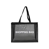 Sopurrrdy-Bolso de compras de malla de nailon para mujer, bolsa de mano reutilizable ecológica, color negro, personalizable, venta al por mayor