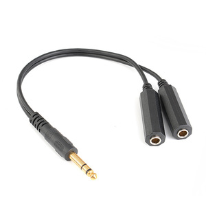 Audio Converter 6.35mm Male To Dual 6.35mm Female <b>Splitter</b> <b>Cable</b> For Audio Devices - Product Image 1