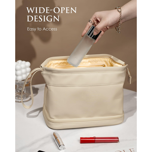 Trousse de Maquillage en <span class=keywords><strong>Cuir</strong></span> PU Imperméable avec Fermeture Éclair, Trousse de Toilette Professionnelle de Haute Qualité, <span class=keywords><strong>Pochette</strong></span> de Voyage Personnalisable avec Logo pour Hommes et Femmes - Product Image 2