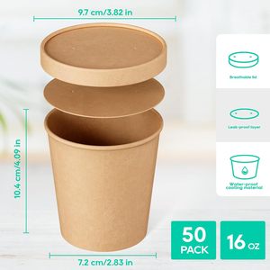 Bol en papier kraft biodégradable personnalisé de 750 ml pour aliments chauds, conteneur à emporter, gobelet à soupe en papier jetable de 250 ml avec couvercle - Product Image 2