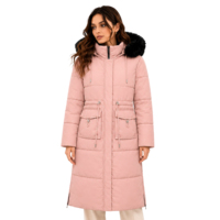 Manteau d'hiver long pour femme Cabellian, imperméable, coupe-vent, épais, avec capuche amovible en fausse fourrure, parka rembourrée en duvet, 380g